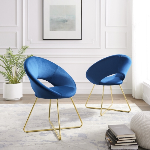 Blue Velvet Chairs (Pack of 2)